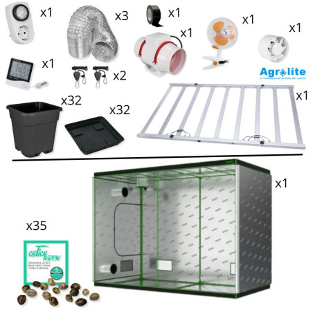 Kit de cultivo medio 120X240X220 Led QB 1080W