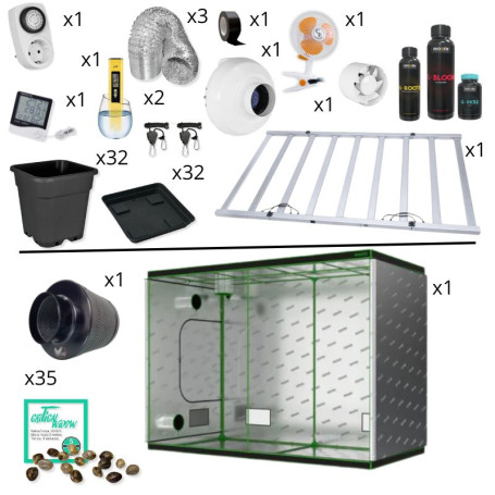 Kit de cultivo avanzado 120x240x220 led Agrolite QB 1080W
