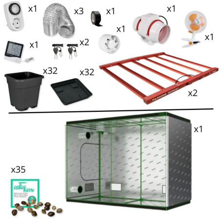Kit de cultivo medio 120X240X220 con 2 led XT 750W